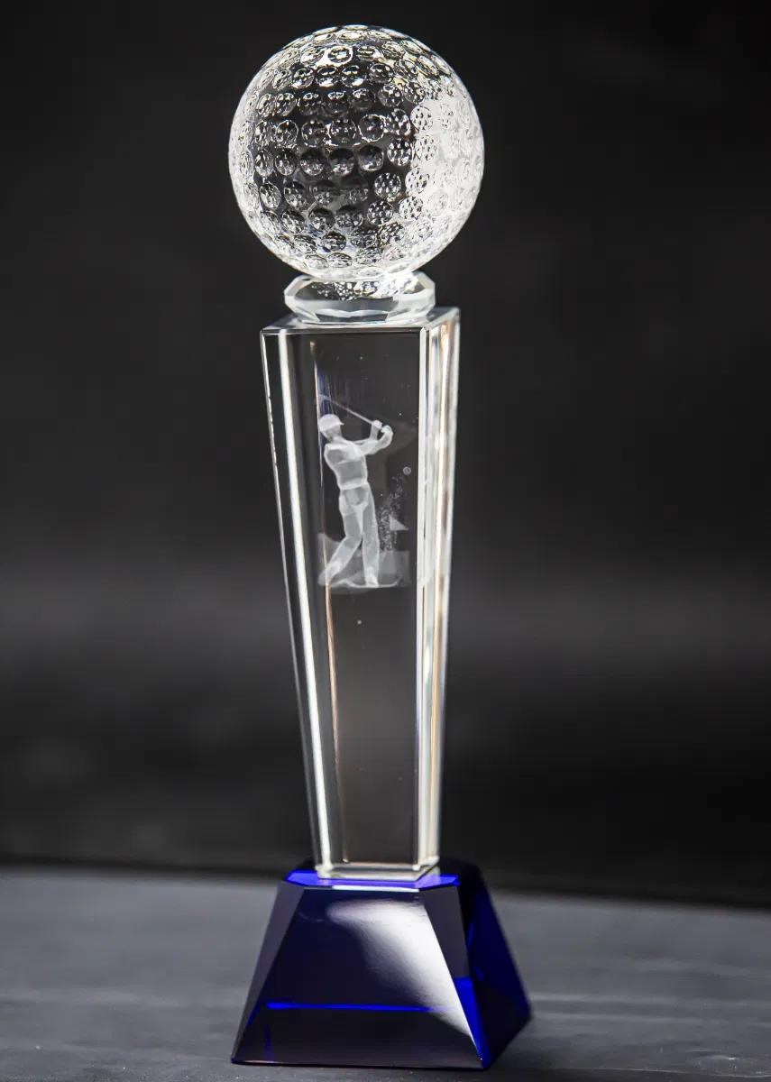 Longridge Crystal Golf Trophy Mit Golfball - 235mm