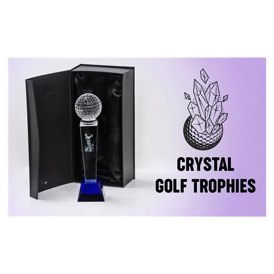 Longridge Crystal Golf Trophy Mit Golfball - 235mm
