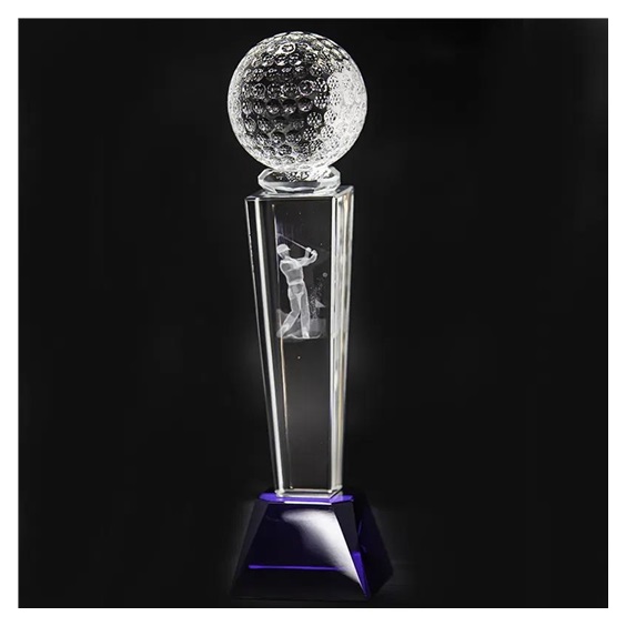 Longridge Crystal Golf Trophy Mit Golfball - 235mm