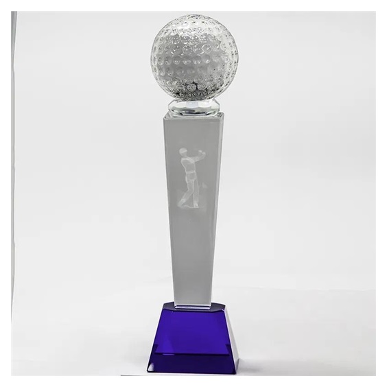 Longridge Crystal Golf Trophy Mit Golfball - 235mm