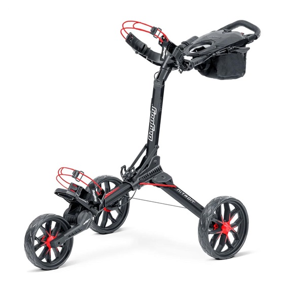 Bag Boy Nitron Auto-Open manueller Trolley, schwarz/rot