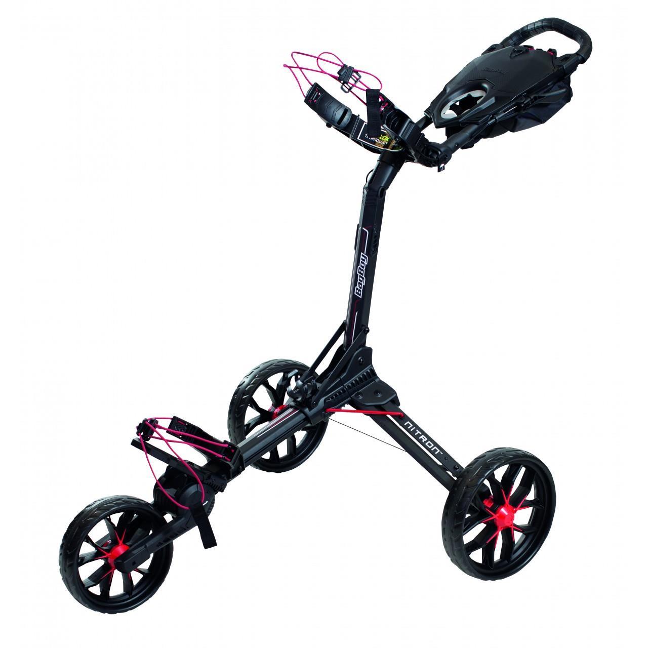 Bag Boy Nitron Auto-Open manueller Trolley, schwarz/rot