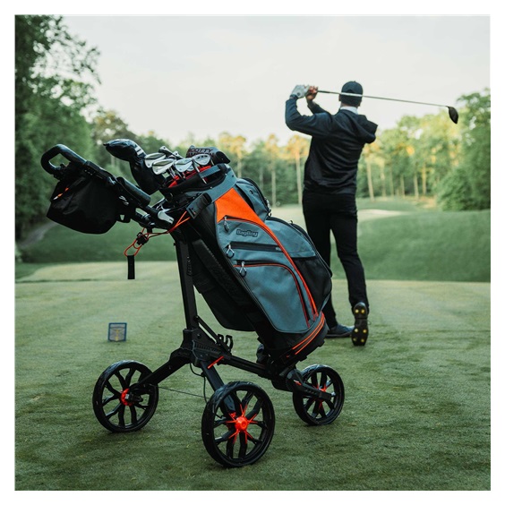 Bag Boy Nitron Auto-Open manueller Trolley, schwarz/rot