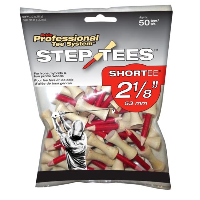 Pride Professional Tee System Step Tees Rot Holz-Tees 53mm (2 1/8"), 50 Stück