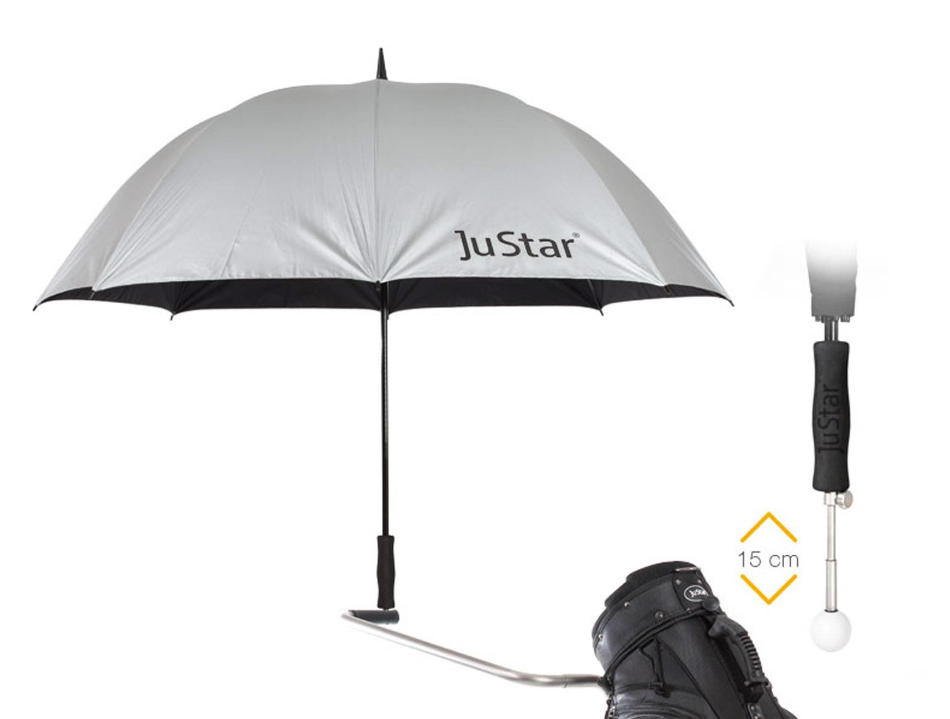 JuStar Teleskop-Golfschirm, silber