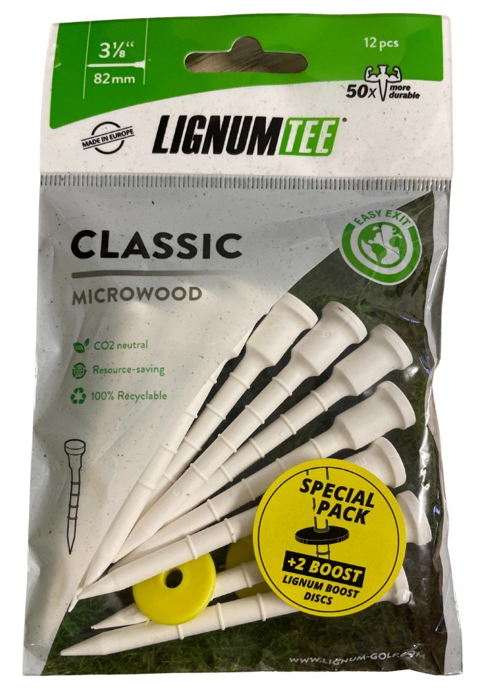 Lignum Tee Plastiktees 82mm, 10Stk., weiss + Disc