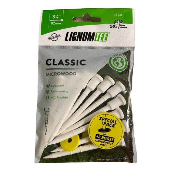 Lignum Tee Plastiktees 82mm, 10Stk., weiss + Disc