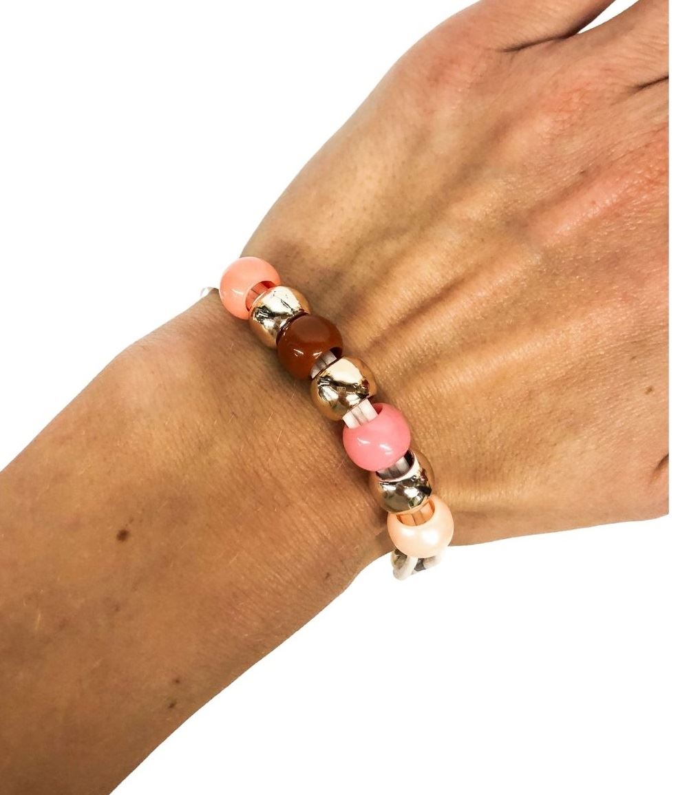 Ostatní Handmade Teraka Armband, Typ 017, weiß/rosa