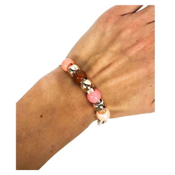 Ostatní Handmade Teraka Armband, Typ 017, weiß/rosa