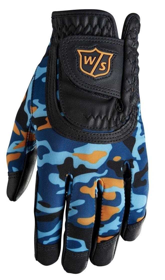 Wilson Staff Fit All Kinder Golfhandschuh, blau/orange camo