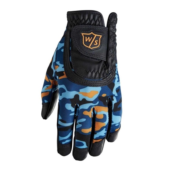 Wilson Staff Fit All Kinder Golfhandschuh, blau/orange camo
