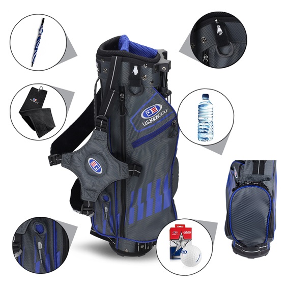 2022 U.S. Kids Golf UL45 (114 cm) WT25-s Junior Standbag, grau/blau