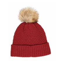 Callaway Pom Pom Beanie Damen Wintermütze, rot