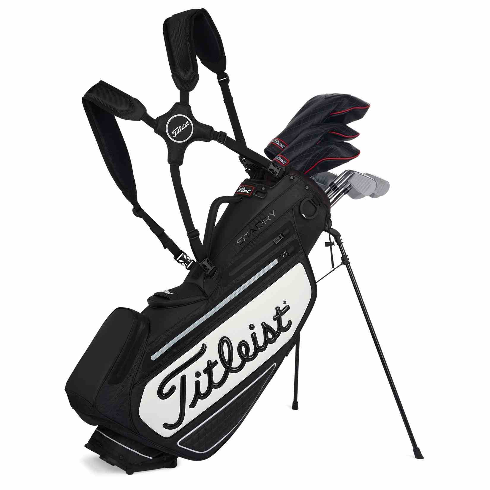 Titleist Tour Series Premium StaDry Standbag, schwarz/weiss