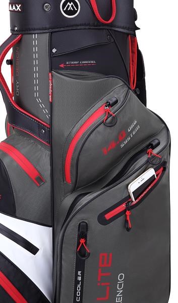 Big Max Dri Lite Silencio 2 Cartbag, charcoal/weiss/schwarz/rot