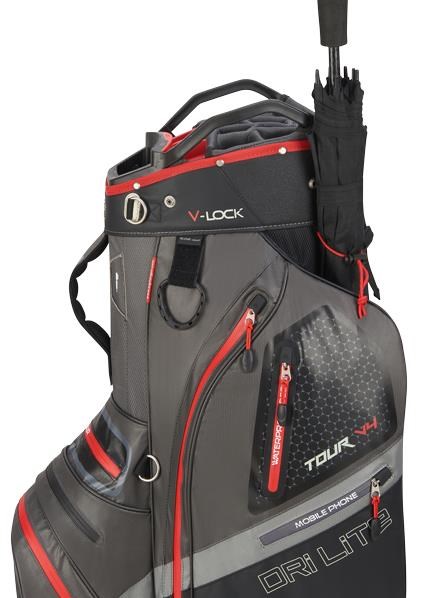 Big Max Dri Lite V-4 Cartbag, grau/schwarz/rot