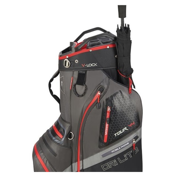 Big Max Dri Lite V-4 Cartbag, grau/schwarz/rot