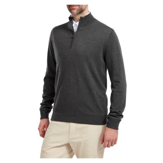 FootJoy Wool Blend Lined 1/2 Zip Herren Pullover, charcoal