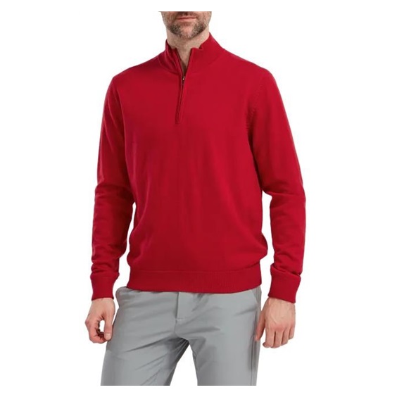 FootJoy Wool Blend Lined 1/2 Zip Herren Pullover, rot