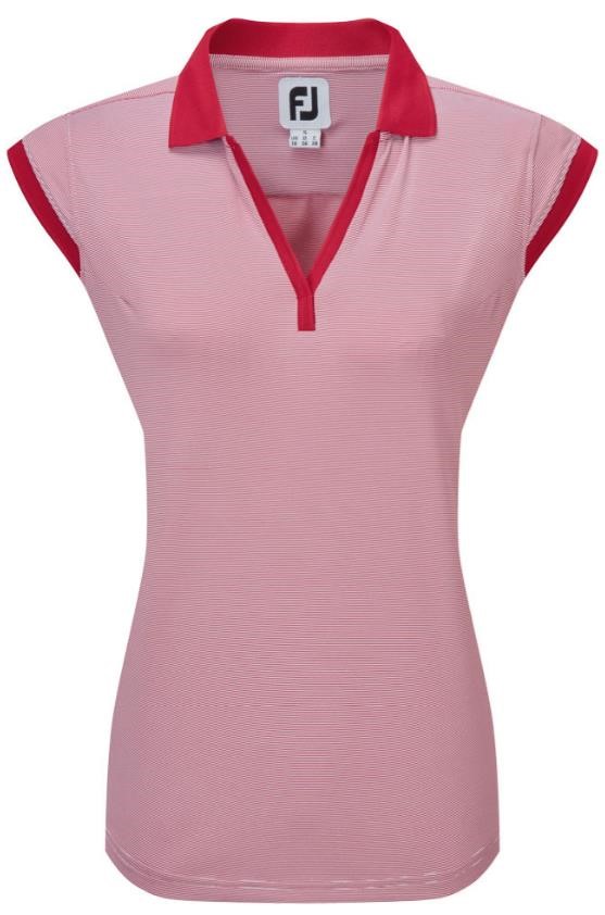 FootJoy End on End Striped Lisle sleeveless Damen Poloshirt, rot/weiss