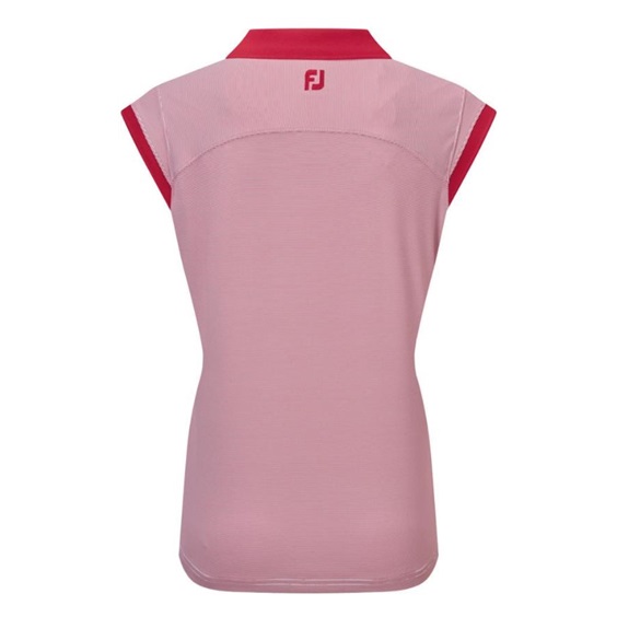 FootJoy End on End Striped Lisle sleeveless Damen Poloshirt, rot/weiss