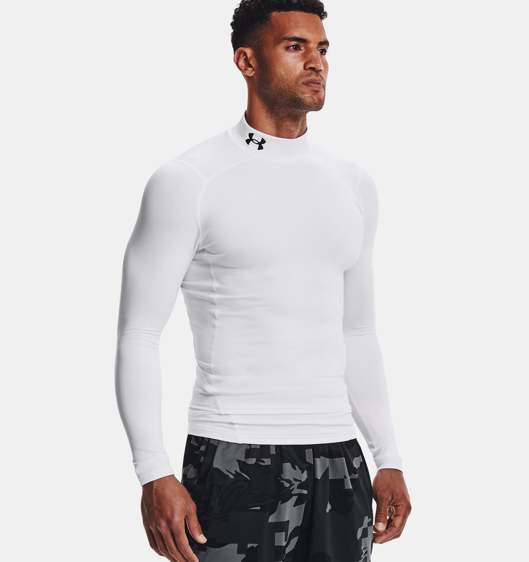 Under Armour ColdGear® Compression Mock Herren Winterkompressionsshirt, weiss