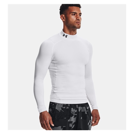 Under Armour ColdGear® Compression Mock Herren Winterkompressionsshirt, weiss