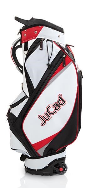 JuCad Bag To Roll Cartbag mit Rädern, schwarz/weiss//rot