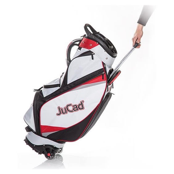 JuCad Bag To Roll Cartbag mit Rädern, schwarz/weiss//rot