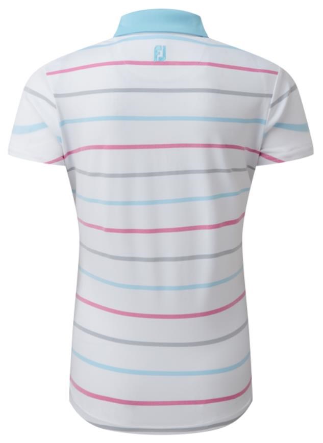 FootJoy Birdseye Stripe Smooth Jacquard Damen Poloshirt, weiss/blau