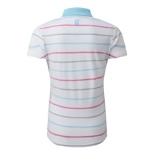 FootJoy Birdseye Stripe Smooth Jacquard Damen Poloshirt, weiss/blau