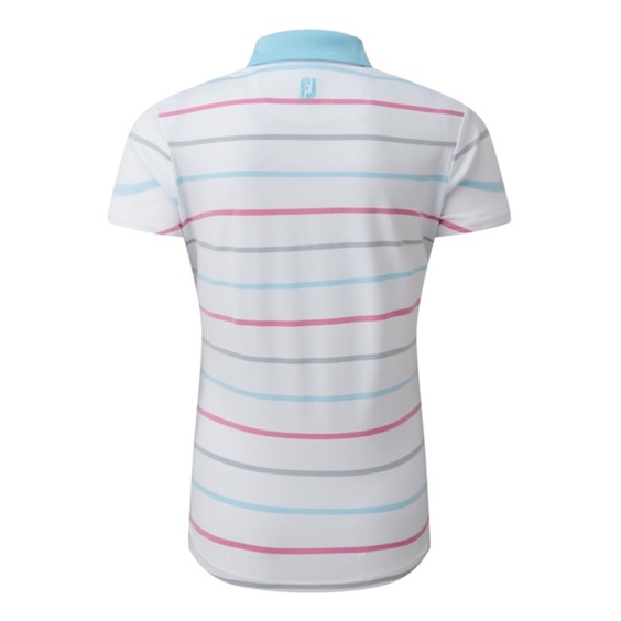 FootJoy Birdseye Stripe Smooth Jacquard Damen Poloshirt, weiss/blau