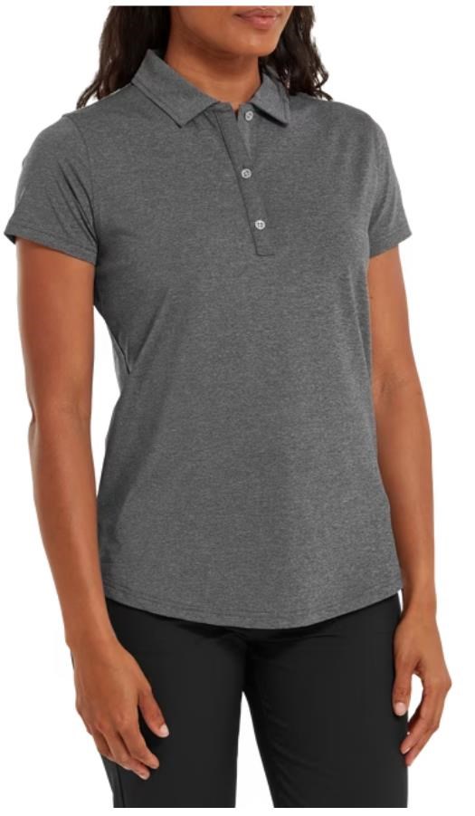FootJoy Heather Self-Collar Lisle Damen Poloshirt, schwarz