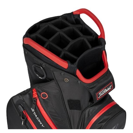 Titleist 14 StaDry Cartbag, schwarz/rot