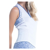 Lucky In Love All In Ikat Damen Poloshirt, weiss