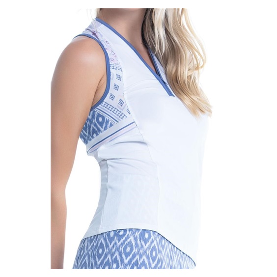 Lucky In Love All In Ikat Damen Poloshirt, weiss
