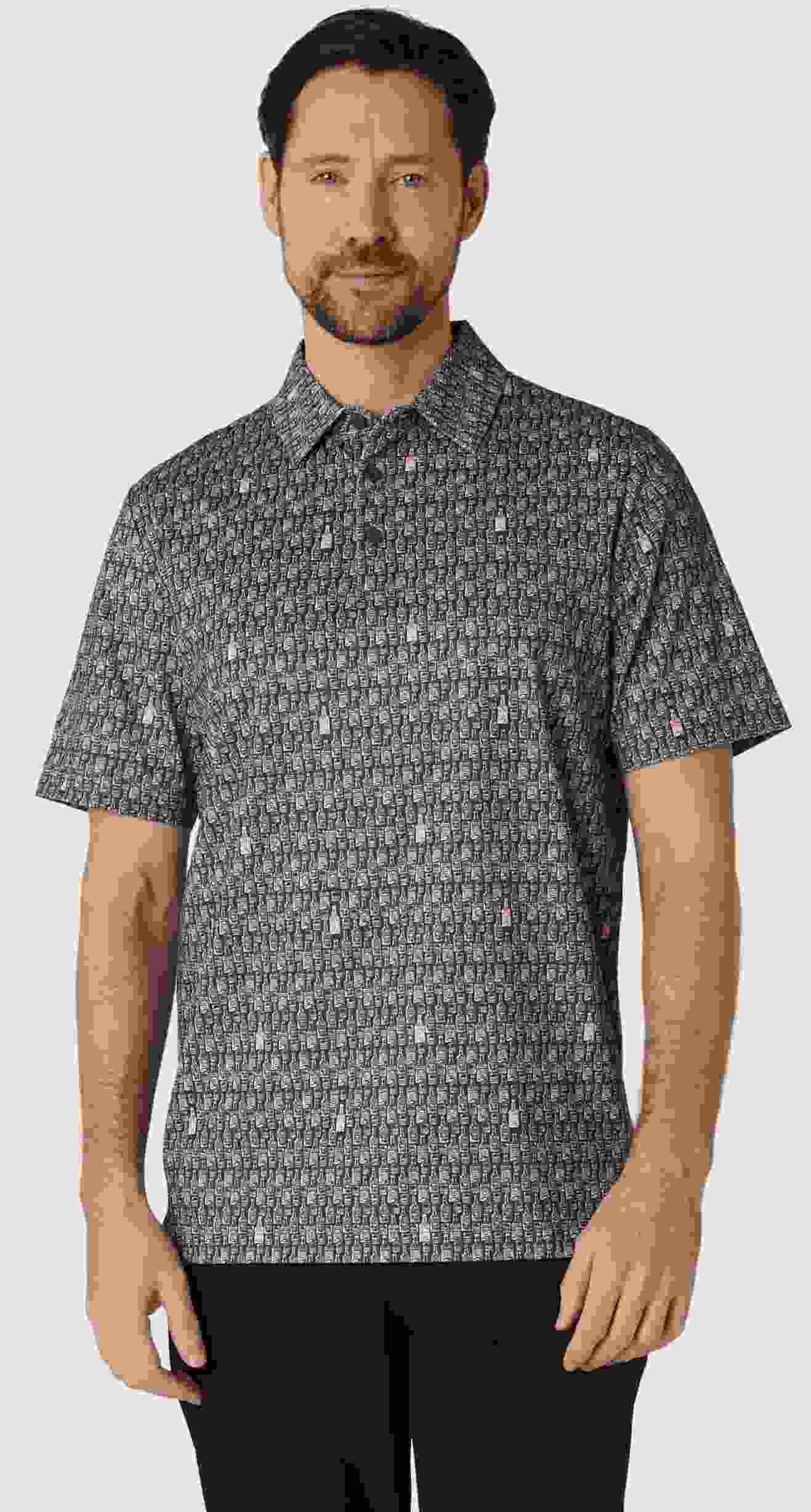 Callaway All-Over Scotch Novelty Print Herren Poloshirt, grau