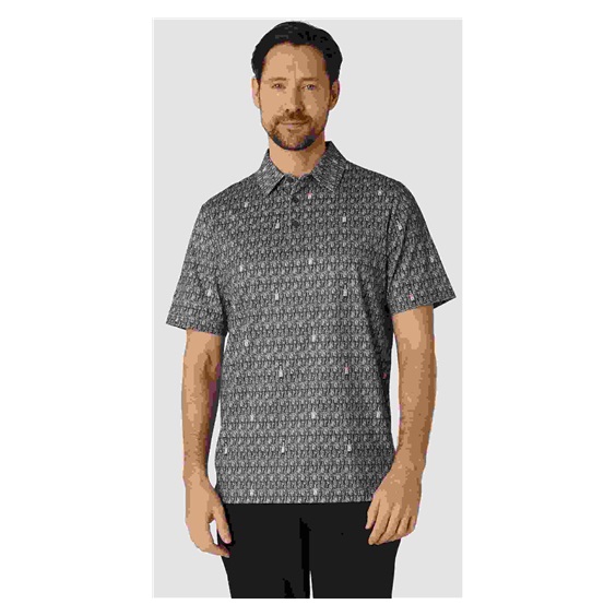 Callaway All-Over Scotch Novelty Print Herren Poloshirt, grau