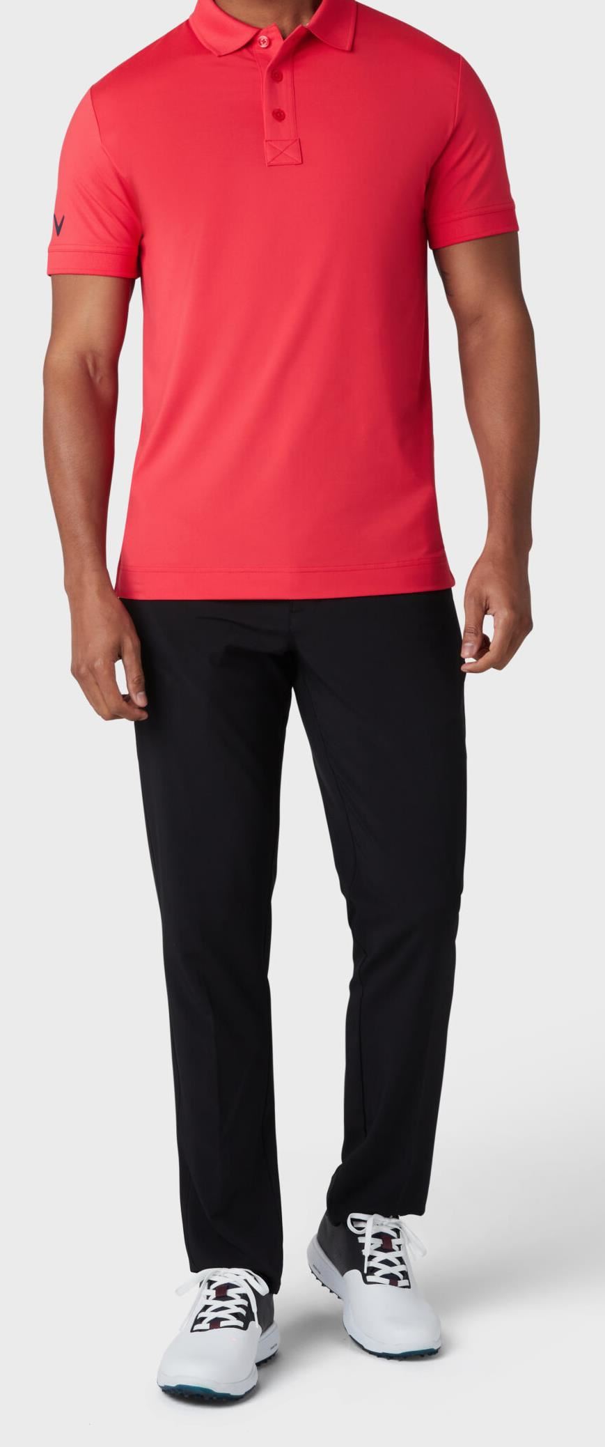 Callaway Solid Ribbed Herren Poloshirt, hibicus