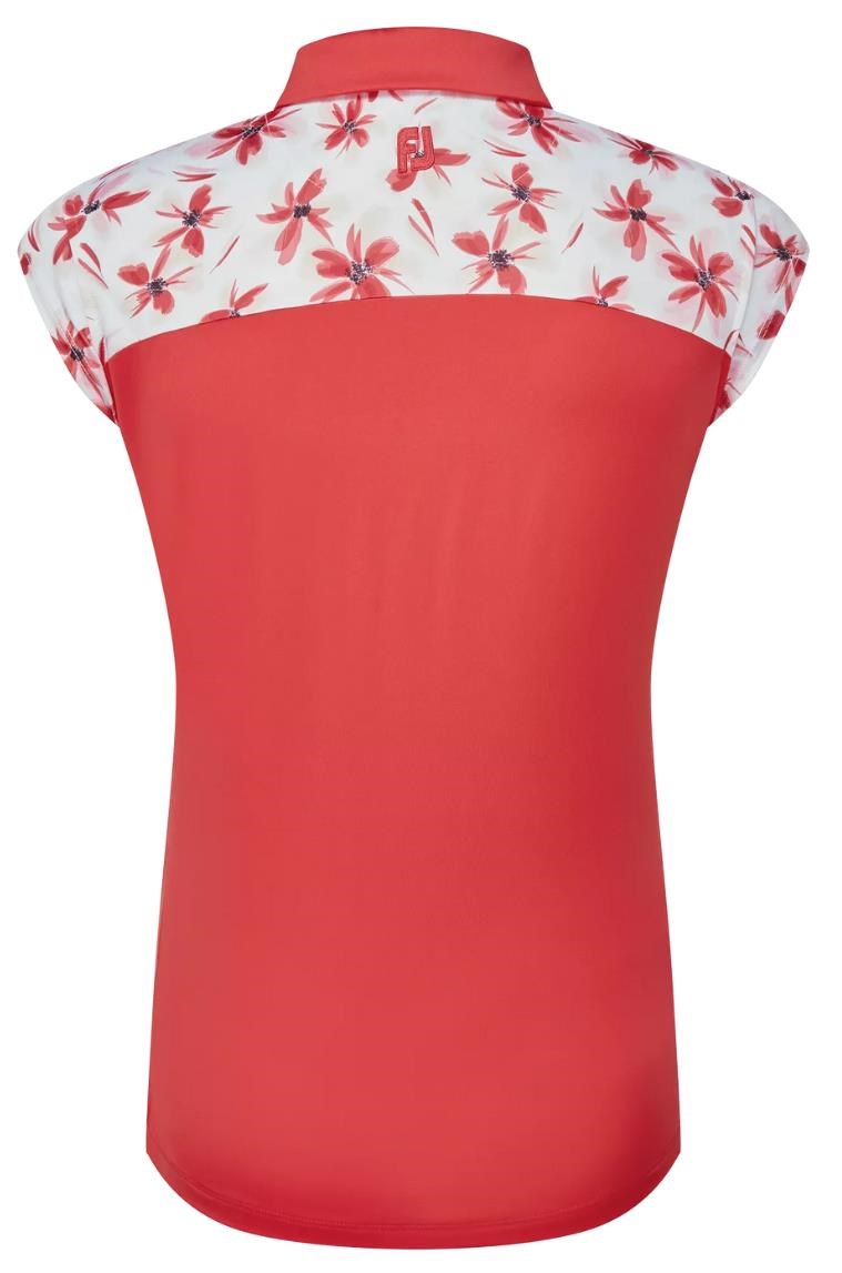 FootJoy Blocekd Floral Print Lisle Damen Poloshirt, rot