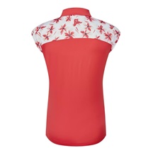FootJoy Blocekd Floral Print Lisle Damen Poloshirt, rot