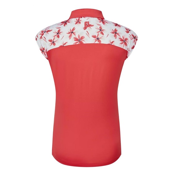 FootJoy Blocekd Floral Print Lisle Damen Poloshirt, rot