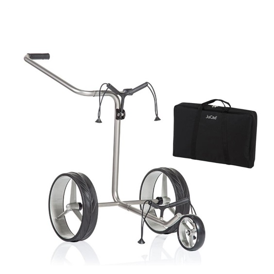 JuCad Junior Edelstahl 3-rädrig Manuell Golftrolley + Tragetasche
