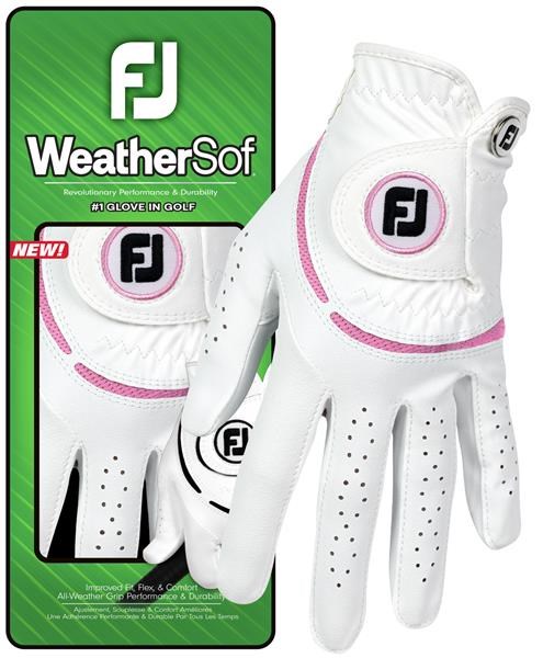 FootJoy WeatherSof Damen Golfhandschuh, weiss/rosa