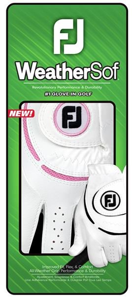 FootJoy WeatherSof Damen Golfhandschuh, weiss/rosa