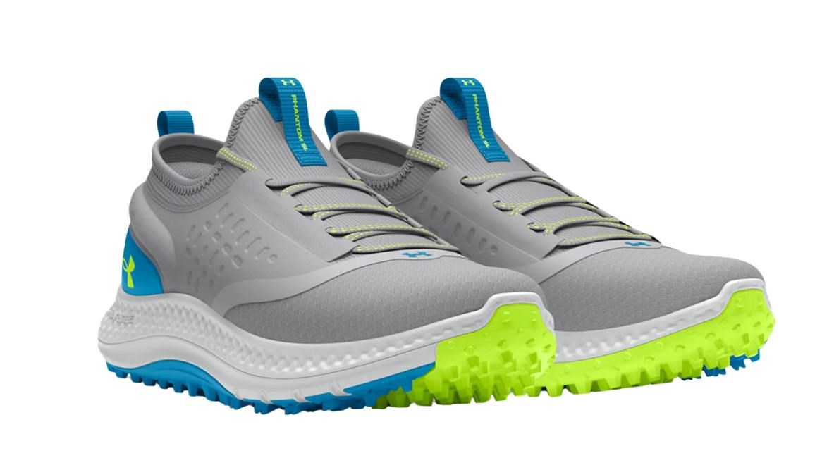 Under Armour GS Charged Phantom SL junior golf shoes, mod gray/capri