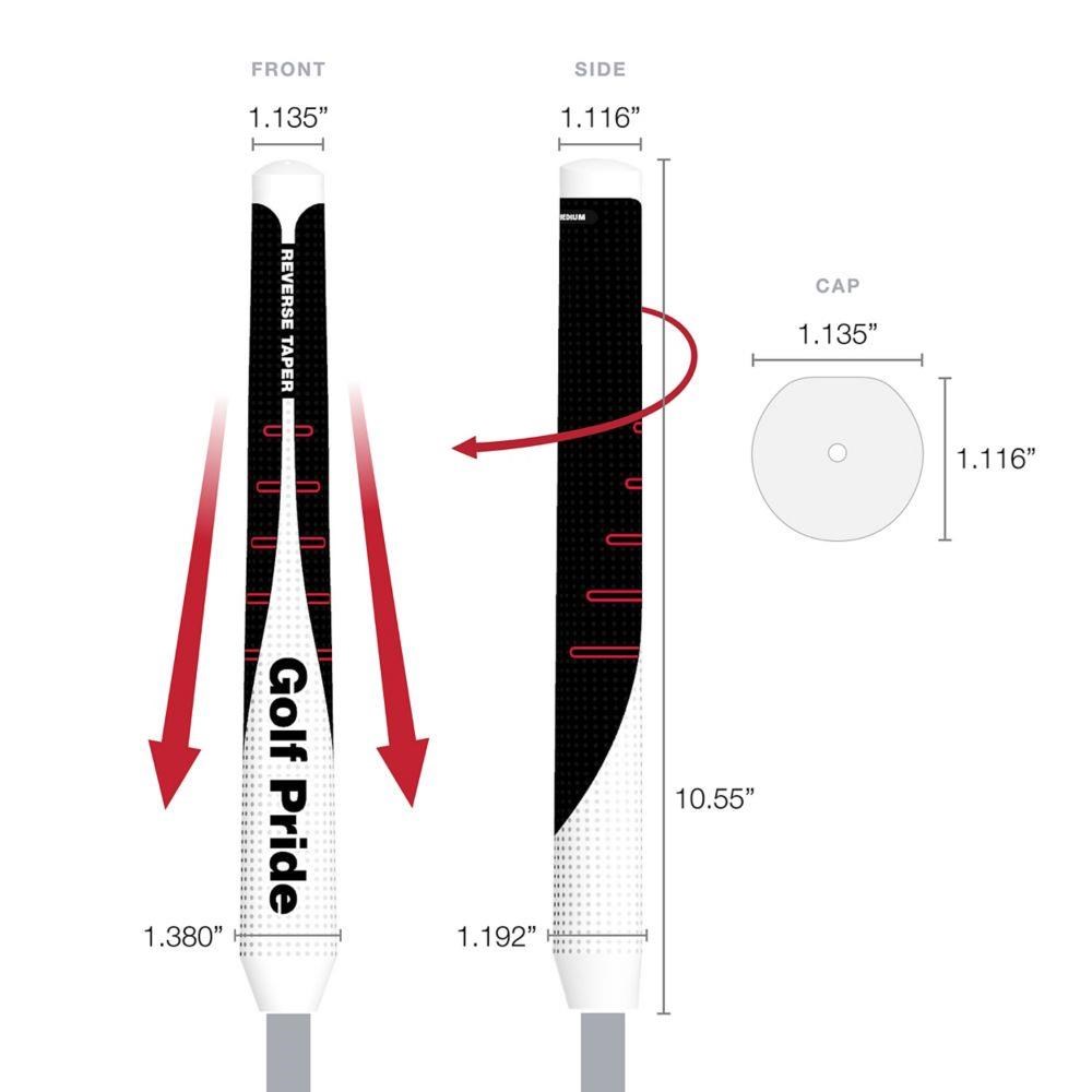 Golf Pride Reverse Taper Putter Griff, Round Medium