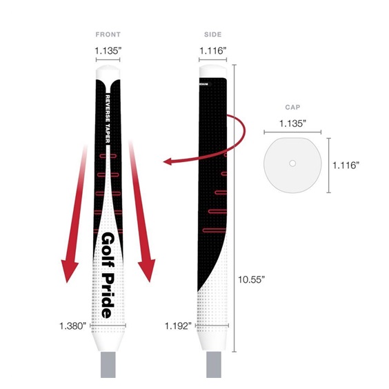 Golf Pride Reverse Taper Putter Griff, Round Medium