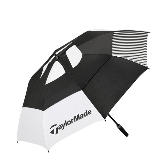 TaylorMade 64" Tour Double Canopy Regenschirm, schwarz/weiß