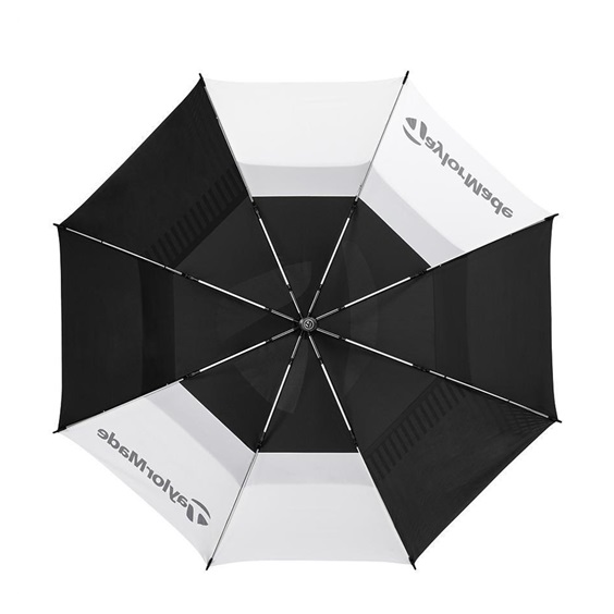 TaylorMade 64" Tour Double Canopy Regenschirm, schwarz/weiß